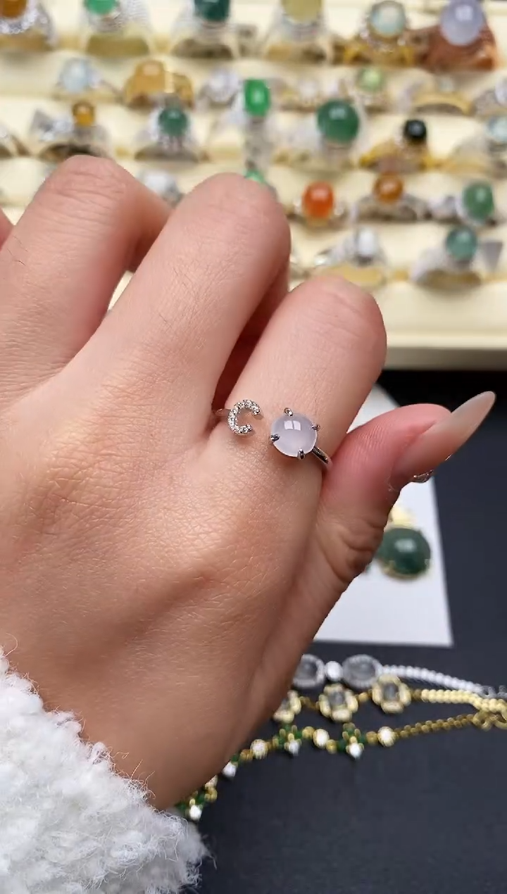 【闪购商品】翡翠戒指银S925镶嵌1111111+2