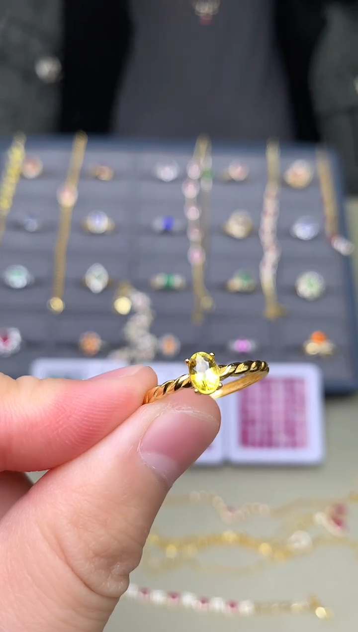 戒指蓝宝石银S925镶嵌戒指