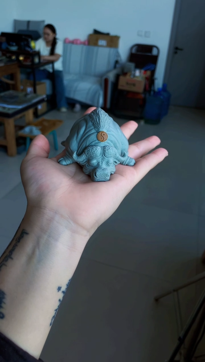 松花石睡觉牛茶宠