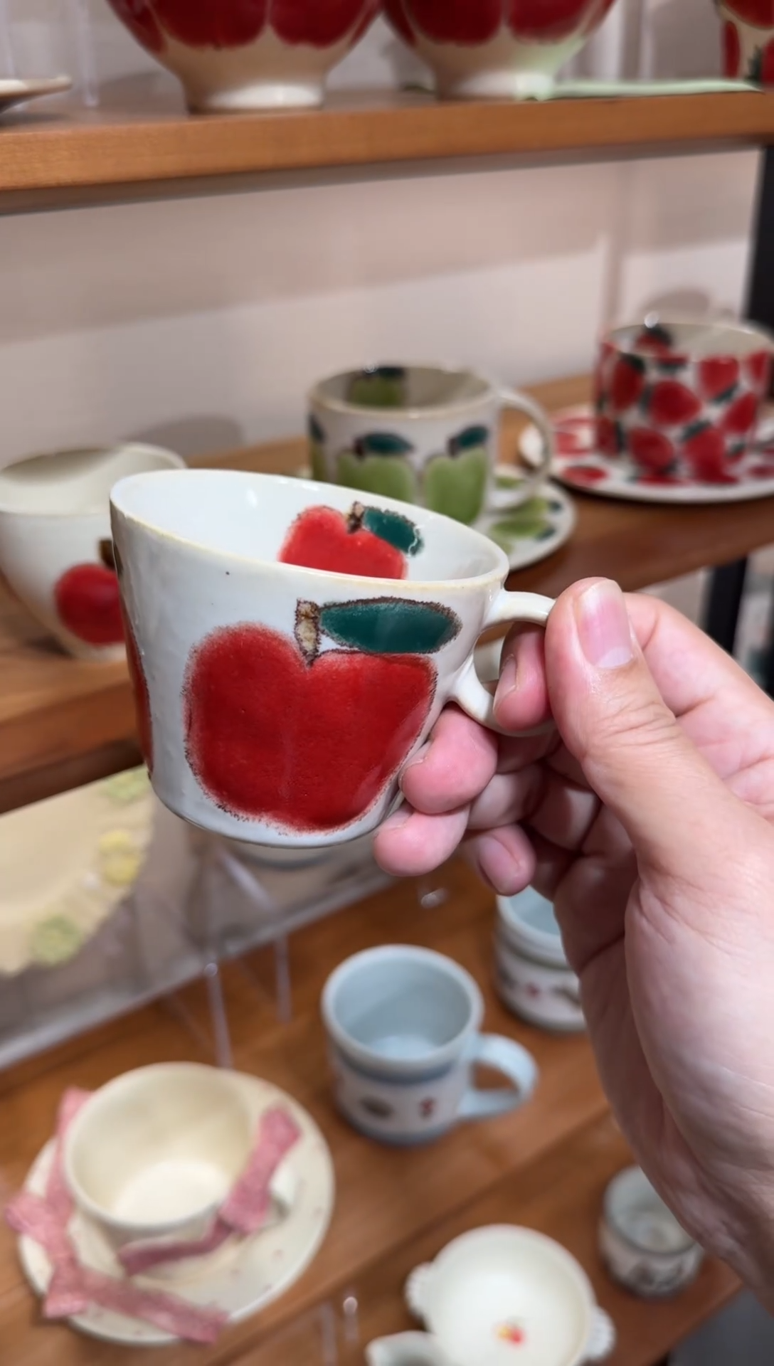 陶日本作家手作器物taisei红苹果小马克杯