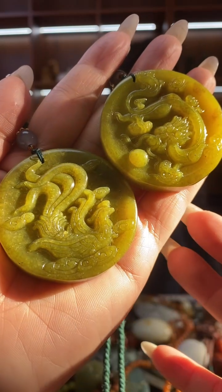 未镶嵌岫玉吊坠多样性发其一对