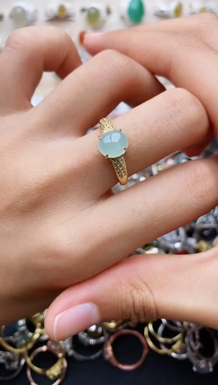 【闪购商品】翡翠戒指银S925镶嵌缅甸翡翠