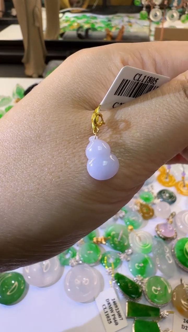 【闪购商品】翡翠颈饰18K金镶嵌缅甸翡翠A货挂件