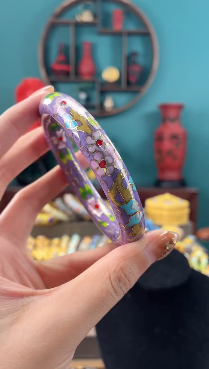  非遗手工景泰蓝镯子紫色
