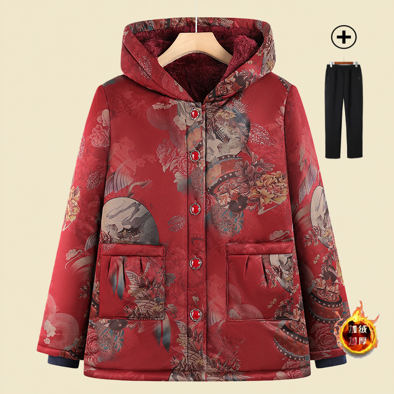 中老年人2025冬装女棉服加厚连帽妈妈棉衣奶奶外套老太太棉袄冬季