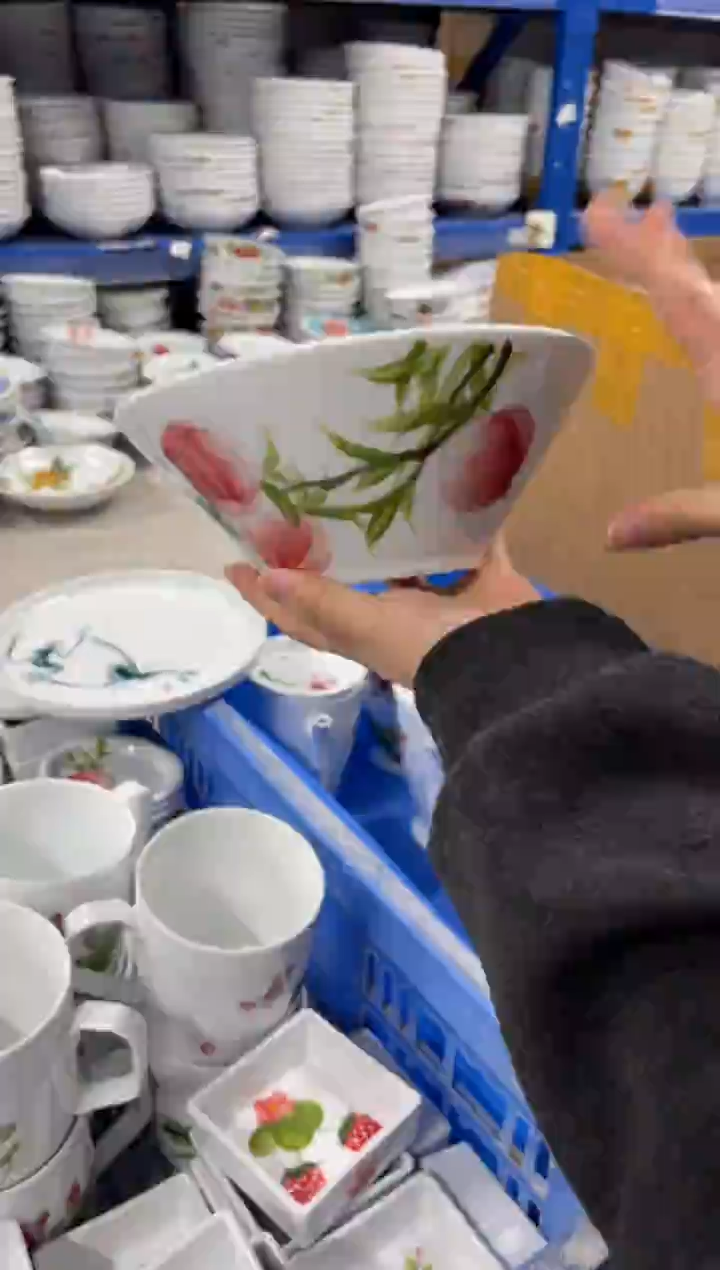 景德镇手绘釉中彩（食品级）大斗笠面碗