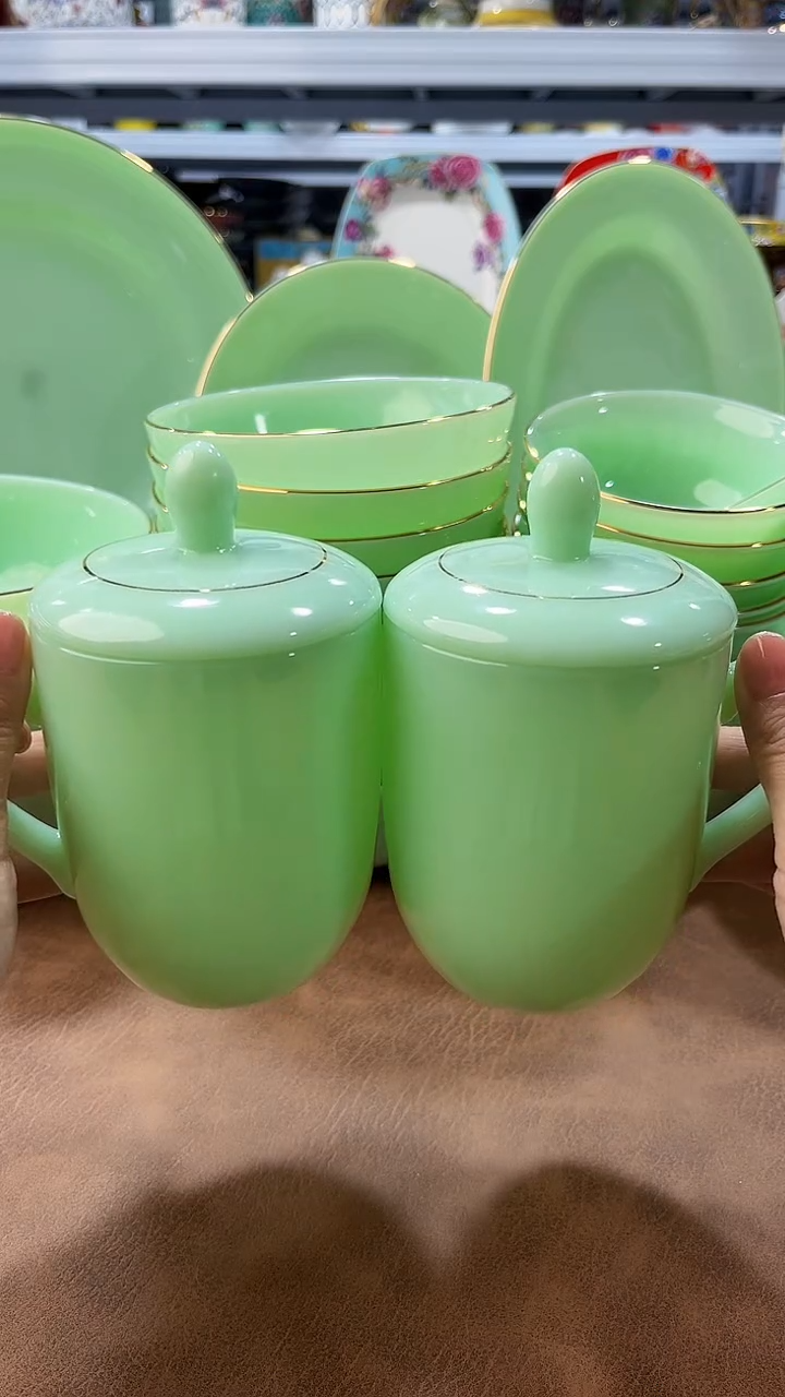 玉瓷350cc玉瓷茶杯水杯2只景德镇 