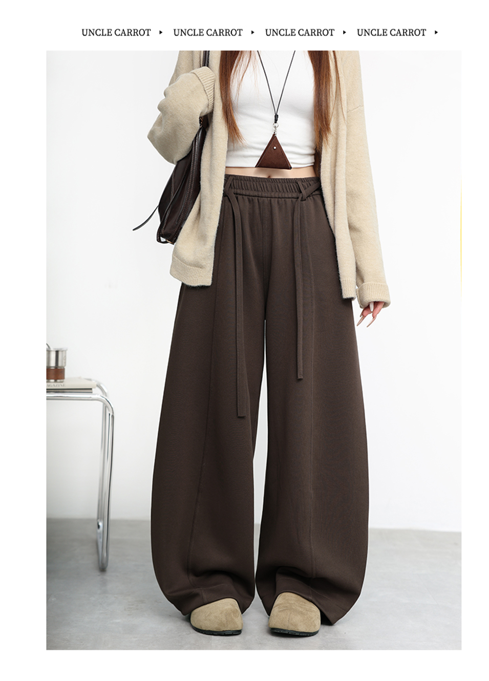 【加绒 阔腿裤】2025新款休闲裤抽绳韩版百搭直筒通勤长裤女
