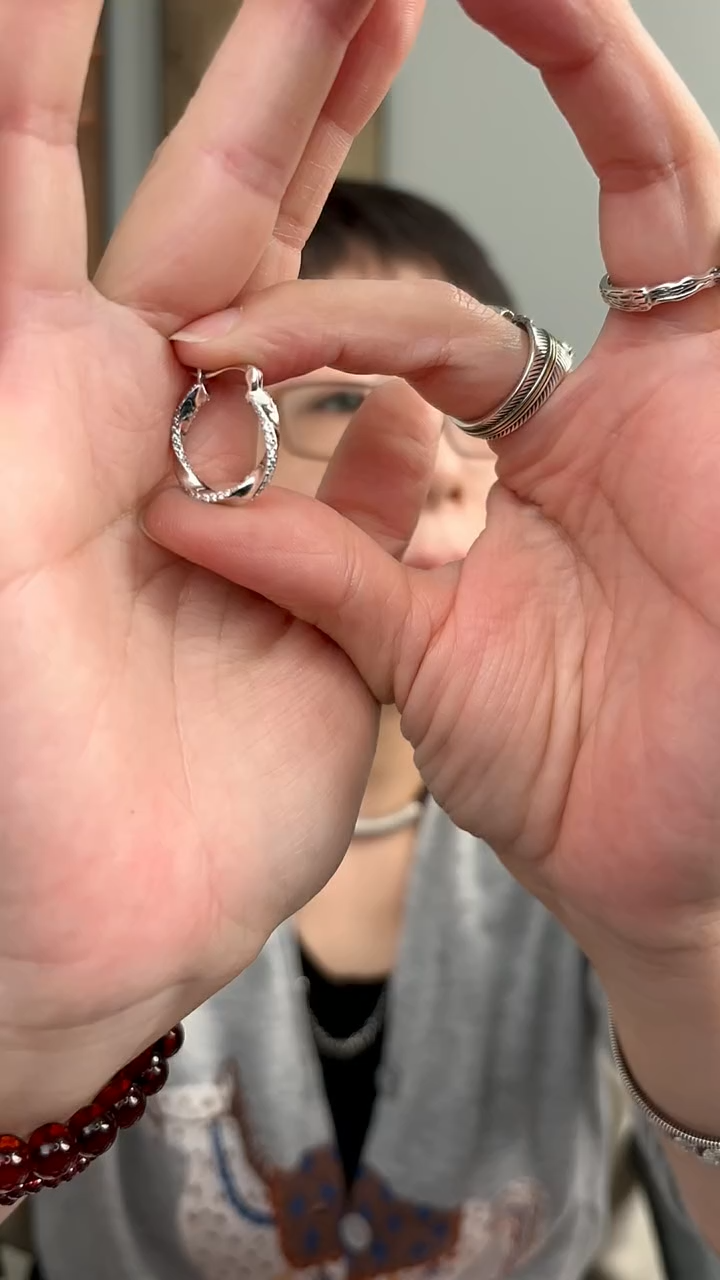 无925银耳饰拧纹55
