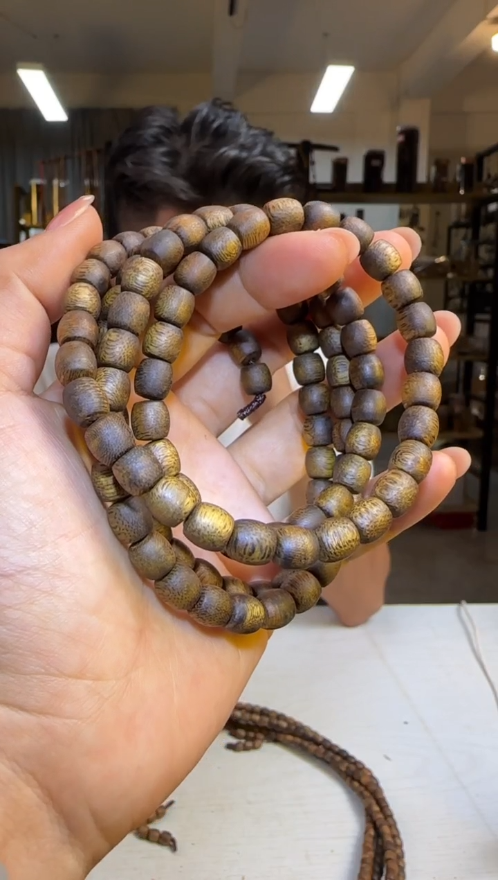 沉香手串99沉海南尖峰岭老白棋鼓珠7mm108颗多样性发1