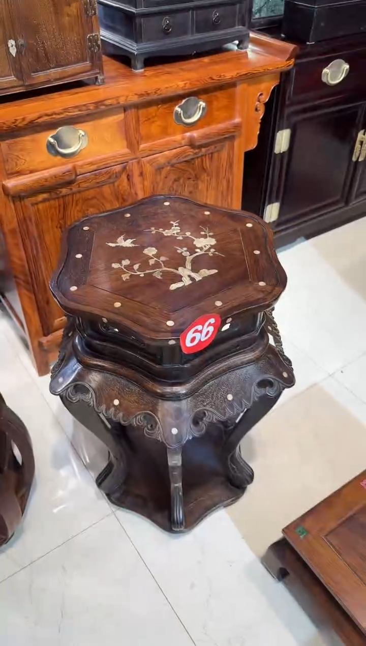 【闪购商品】木木艺缅花镶嵌六角香几2580.888