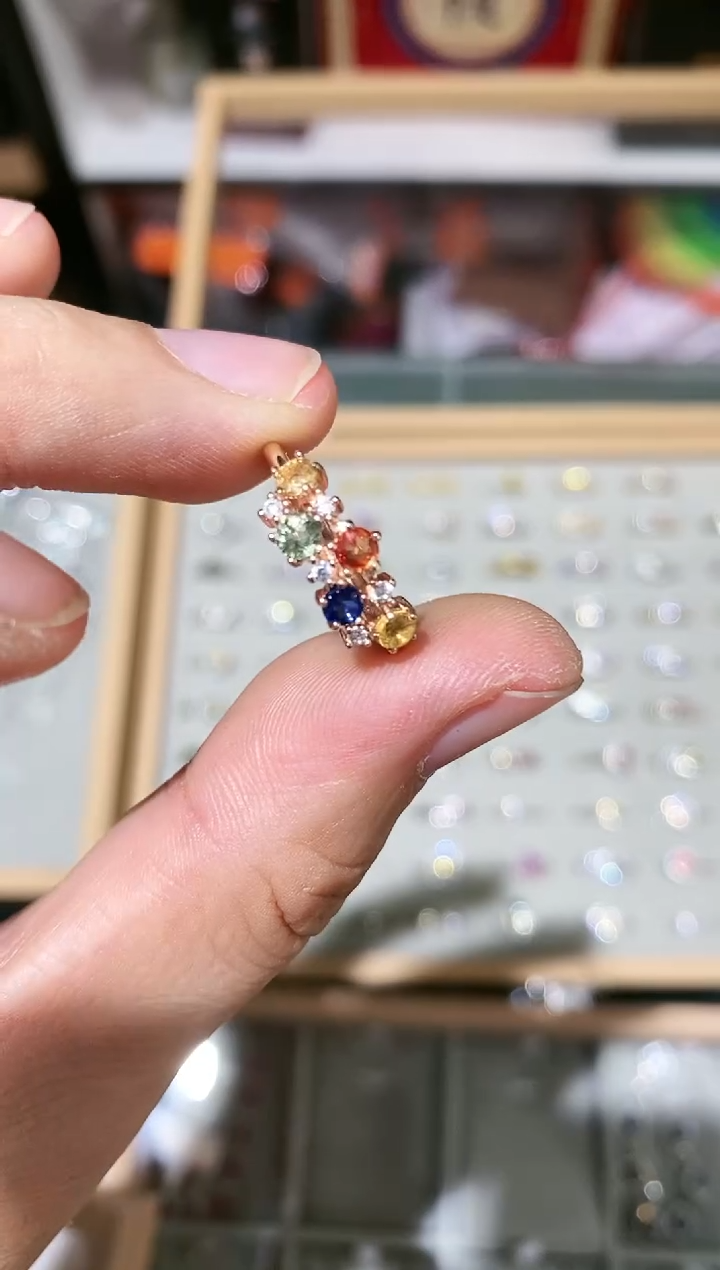 【闪购商品】蓝宝石戒指银S925镀金镶嵌戒指