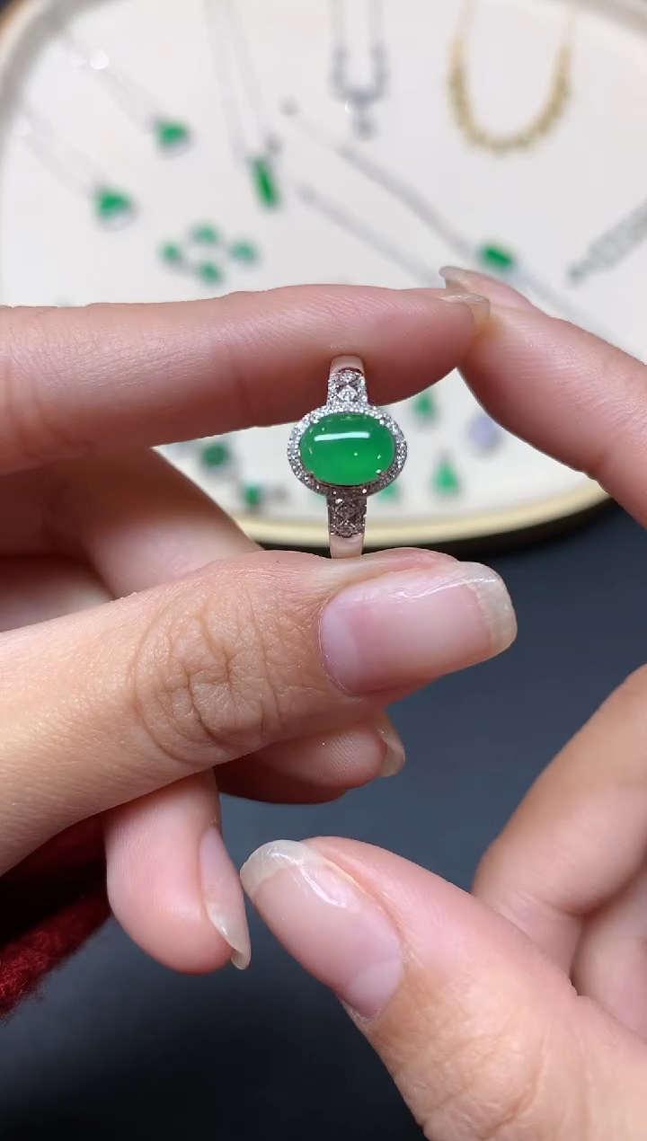 【闪购商品】翡翠戒指18K金镶嵌A16|2580