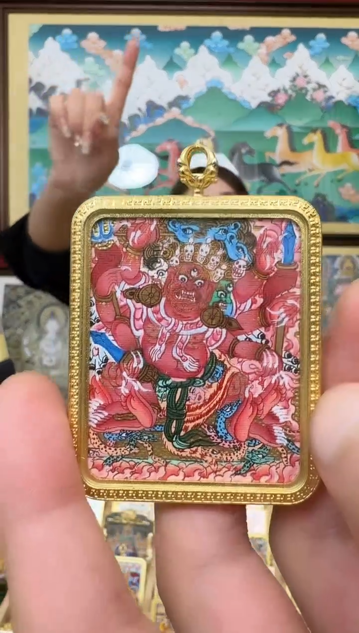 吊坠马头-热贡纯手绘唐卡吊坠