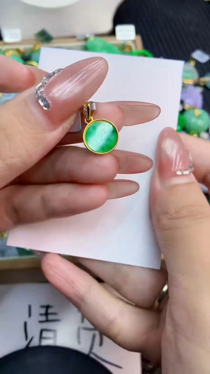 翡翠银S925镶嵌吊坠(不含链)1