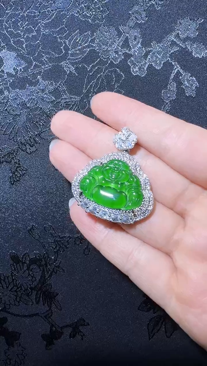【闪购商品】翡翠吊坠(不含链)银S925镶嵌佛公