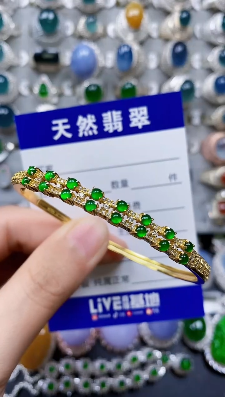 【闪购商品】翡翠手镯银S925镶嵌0154