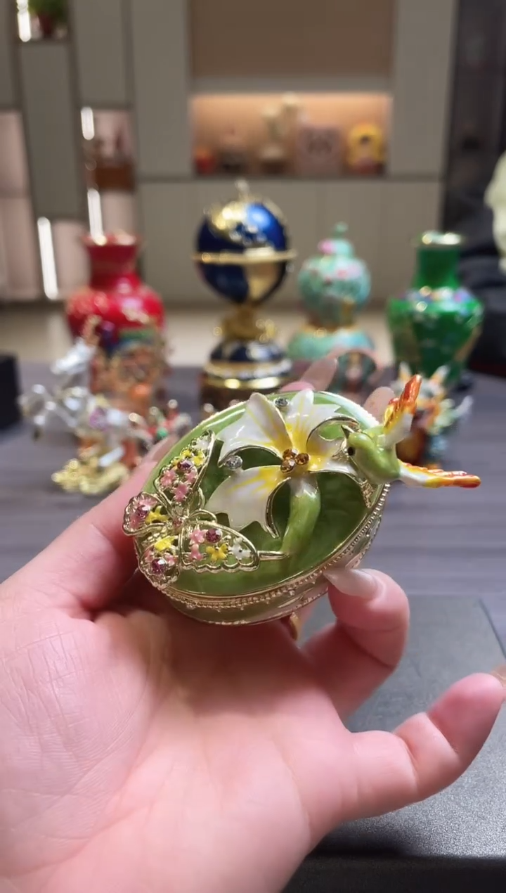 摆件七宝烧珐琅彩首饰盒