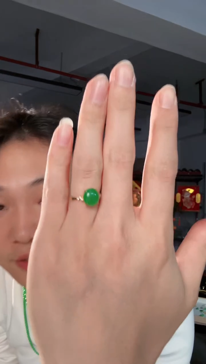 【闪购商品】翡翠戒指18K金镶嵌缅料A货翡翠/支持复检/一件