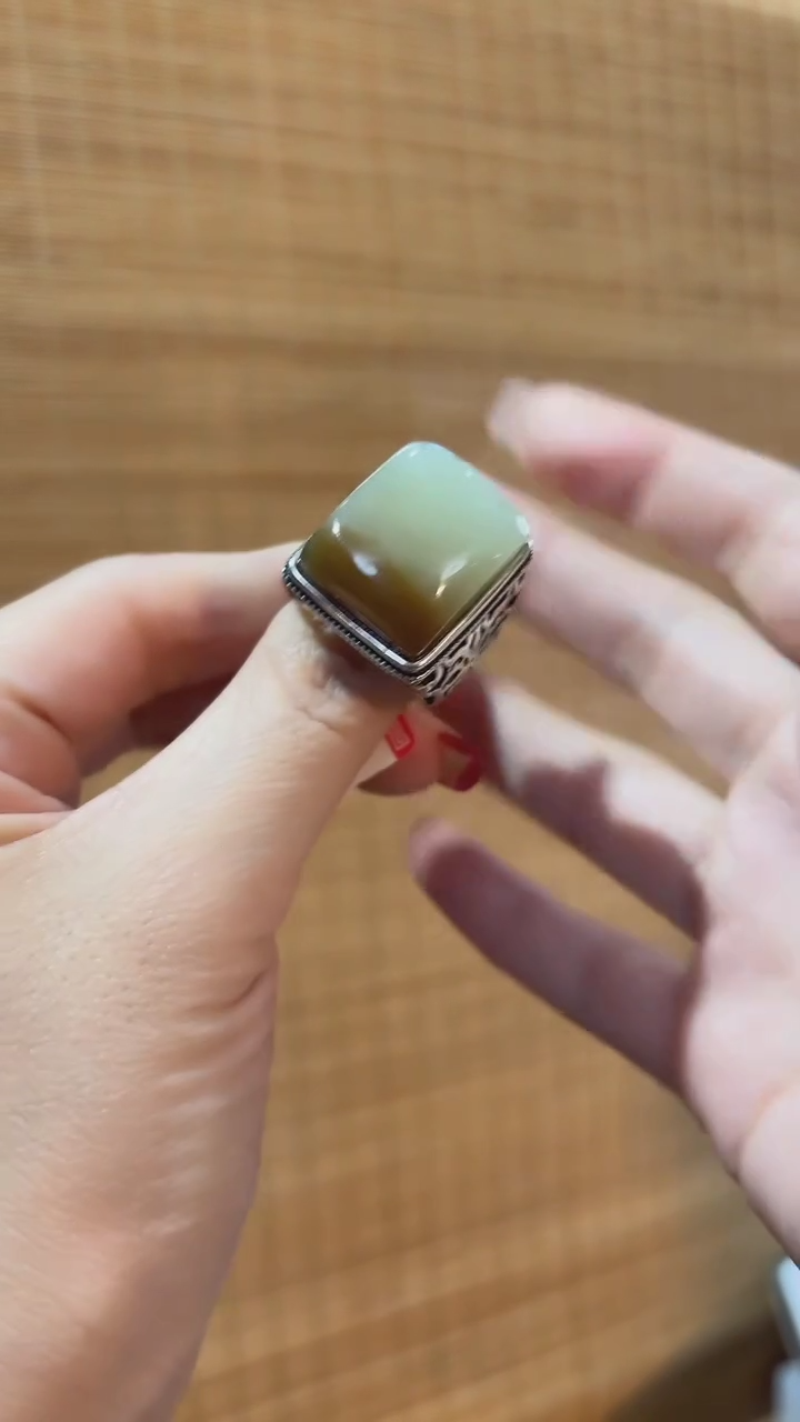 【闪购商品】和田玉戒指银S925镶嵌戒指