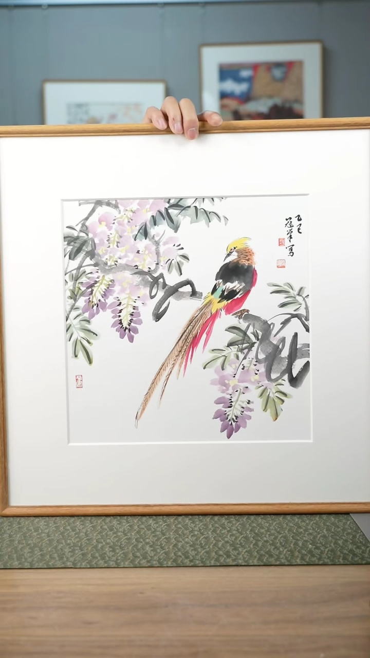 【闪购商品】书法美协副主赵冠峰老师52*52带框花鸟作品