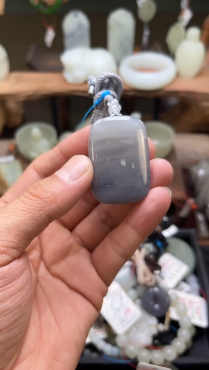 【闪购商品】和田玉吊坠未镶嵌青海烟紫 光面无事牌9006767