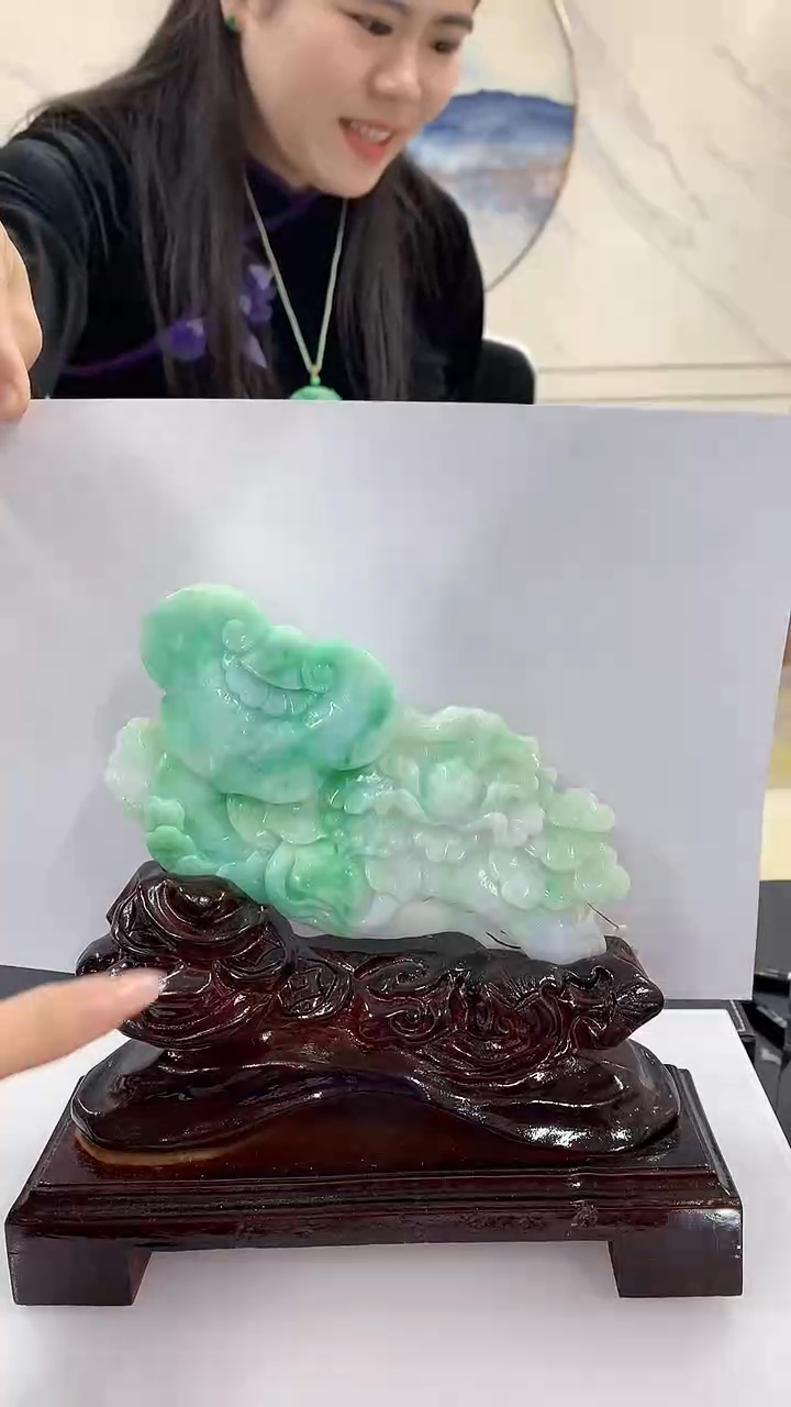 【闪购商品】定制翡翠未镶嵌8037jj-毛货如意摆件76