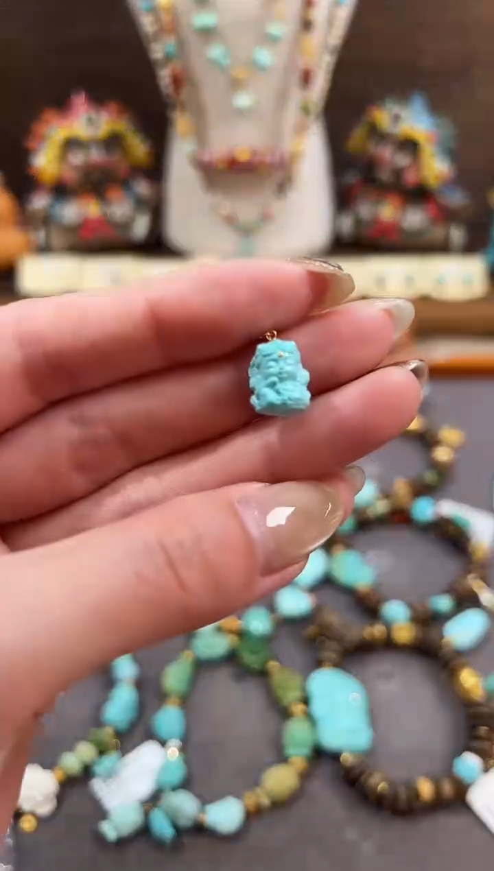 绿松石18K金镶嵌提溜绿松石提溜