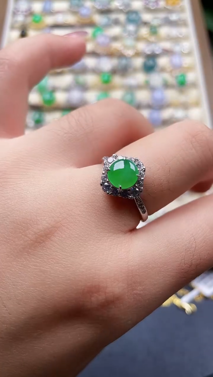 银S925镶嵌戒指翡翠225