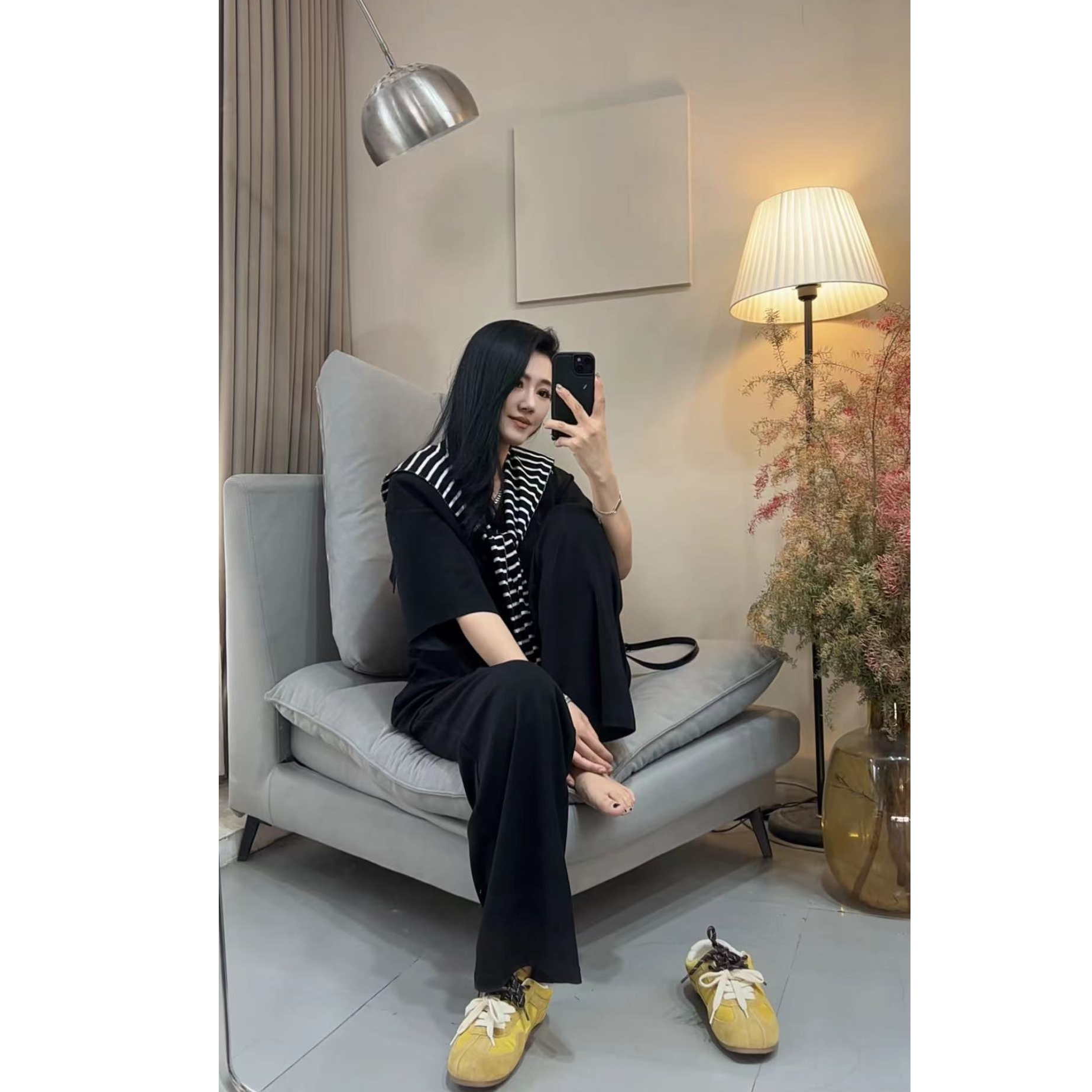 2025春装新款韩版时尚套装女洋气减龄显瘦衬衫阔腿裤休闲两件套