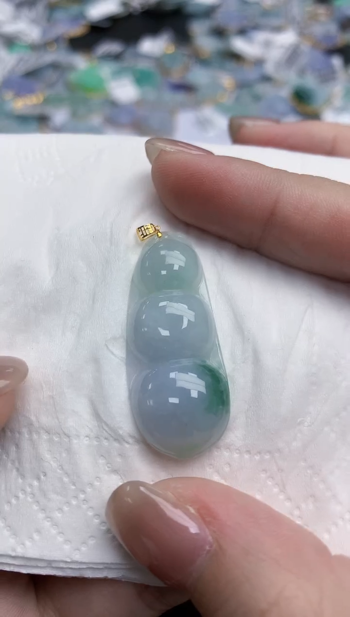 【闪购商品】翡翠颈饰18K金镶嵌天然缅甸翡翠A货