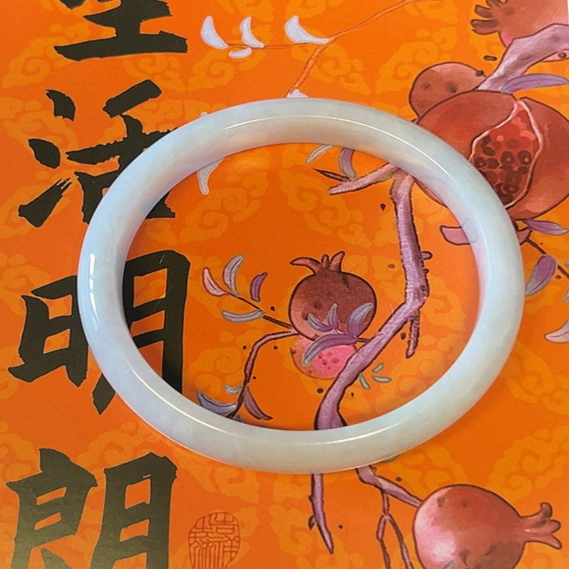 翡翠手镯子玉镯子老婆妈妈生日礼物浅绿窄条玉镯子长辈礼物纪念日