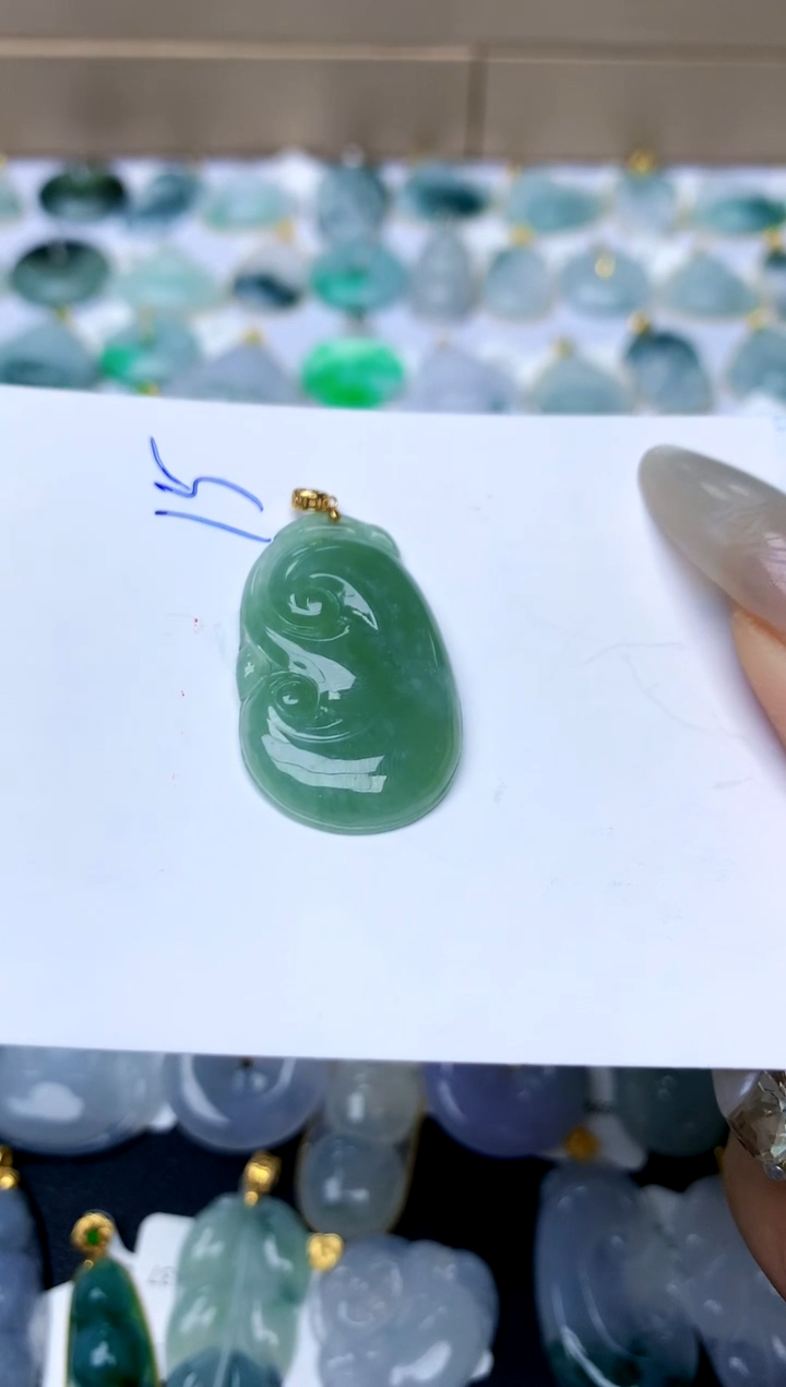 【闪购商品】翡翠颈饰18K金镶嵌天然A货翡翠