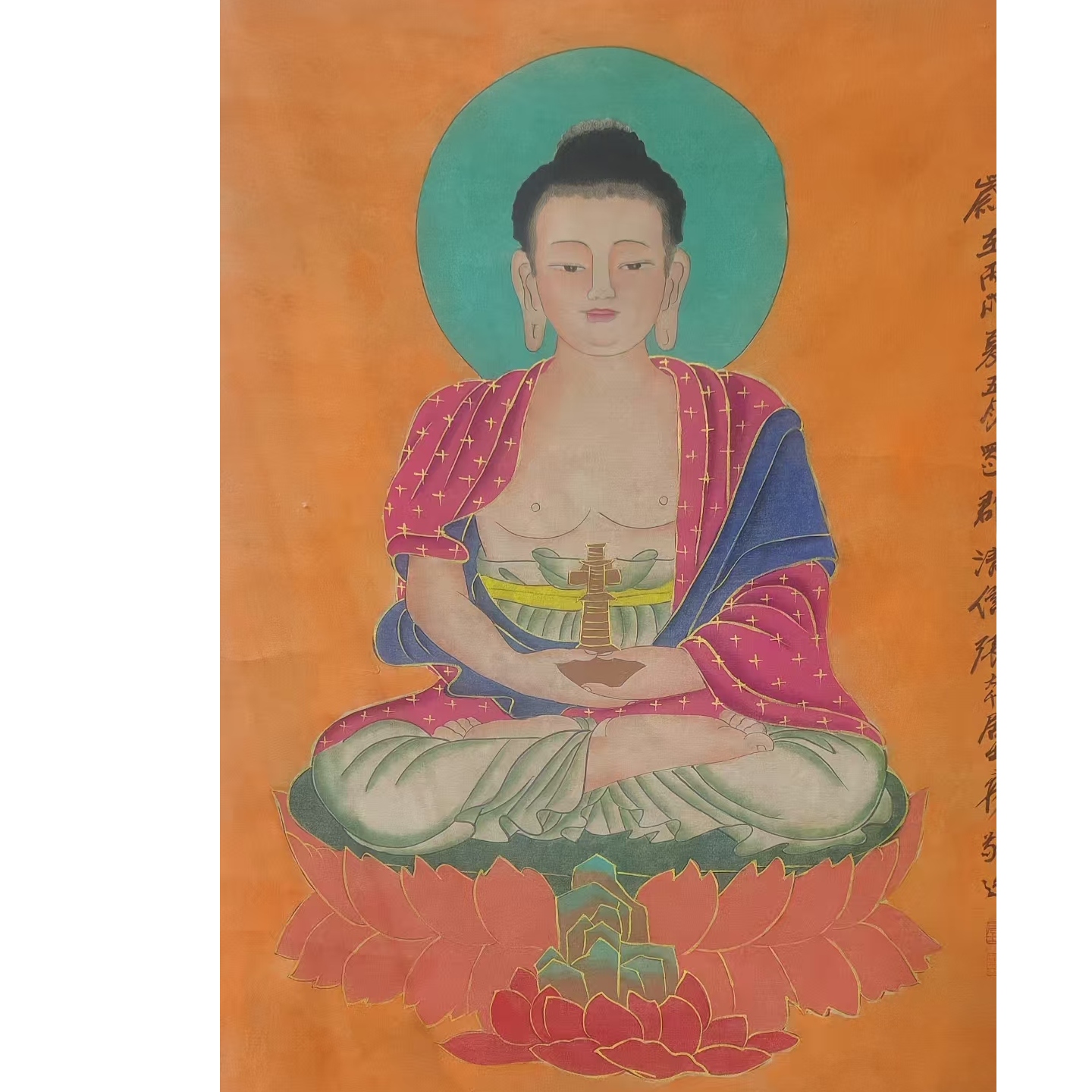 张DQ款 绢本佛系立轴 92×64约5.2平尺