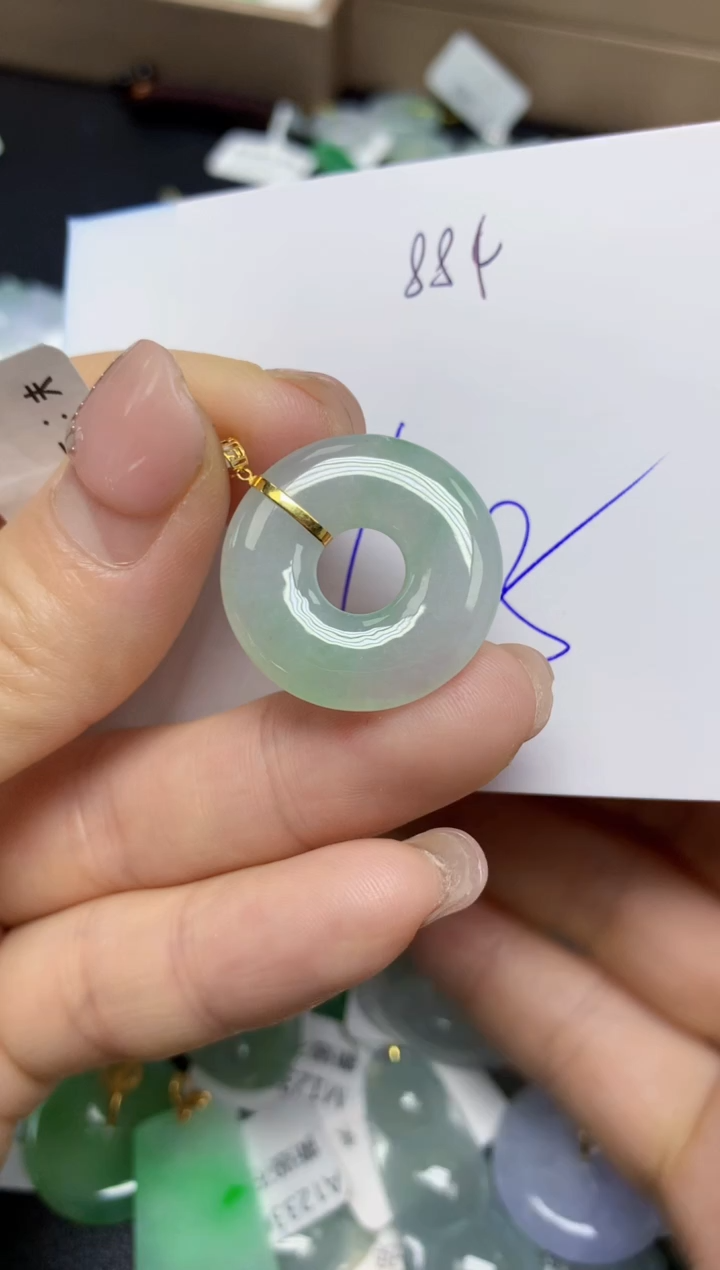 【闪购商品】翡翠挂件18K金镶嵌 天然翡翠A货