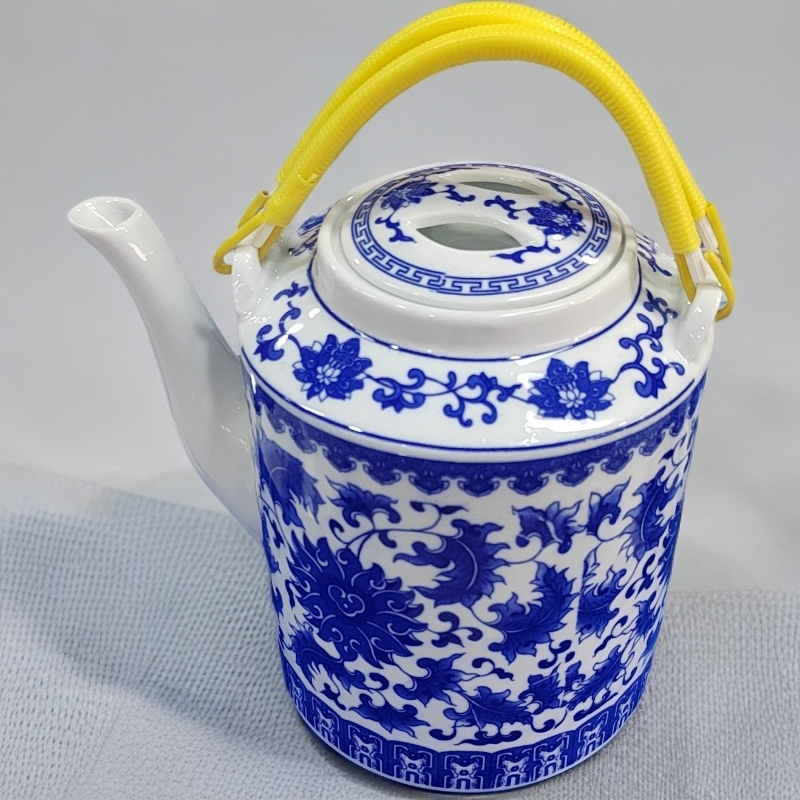 【3L装】陶瓷耐热提梁壶青花色防爆凉水壶老茶壶怀旧