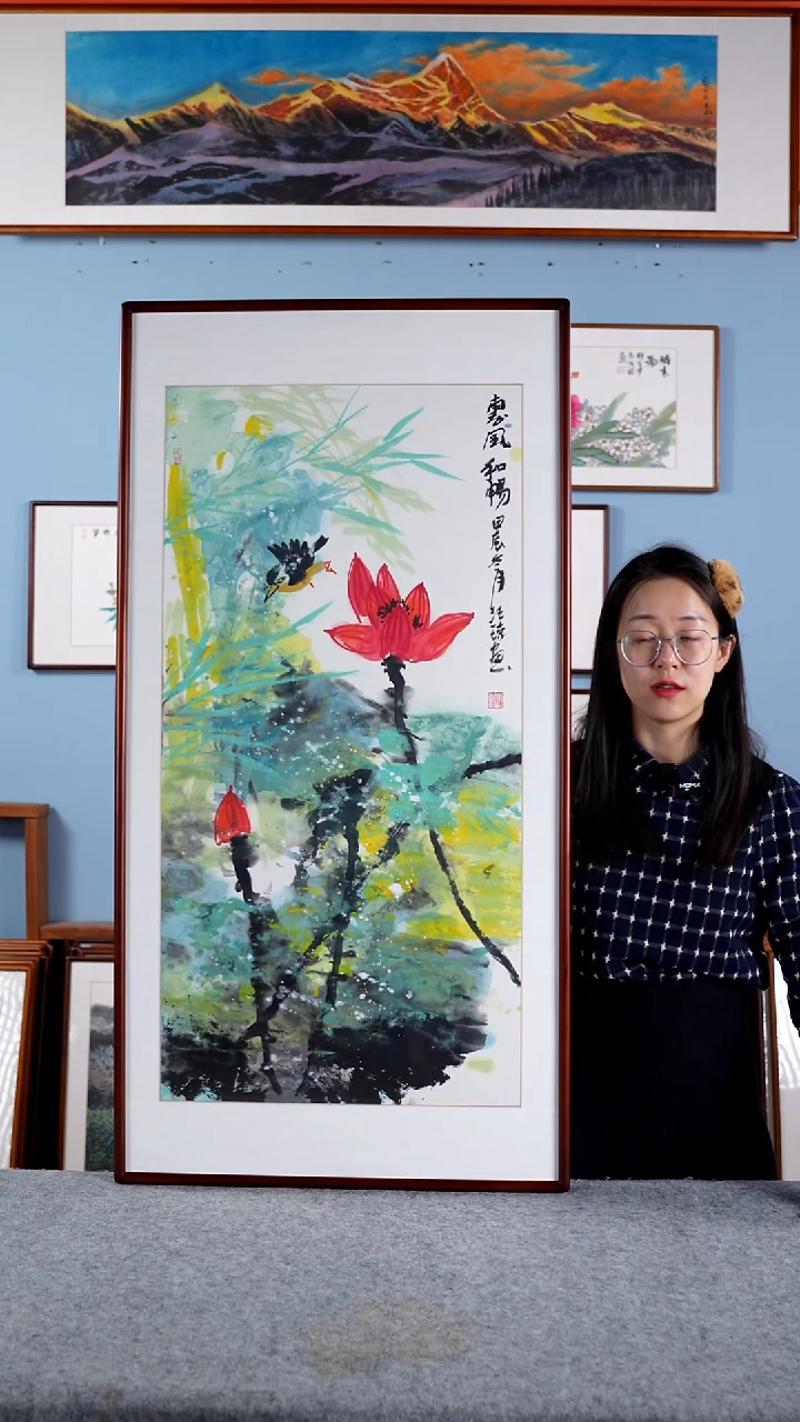 【闪购商品】国画汪琼《惠风和畅》带框尺寸122*62