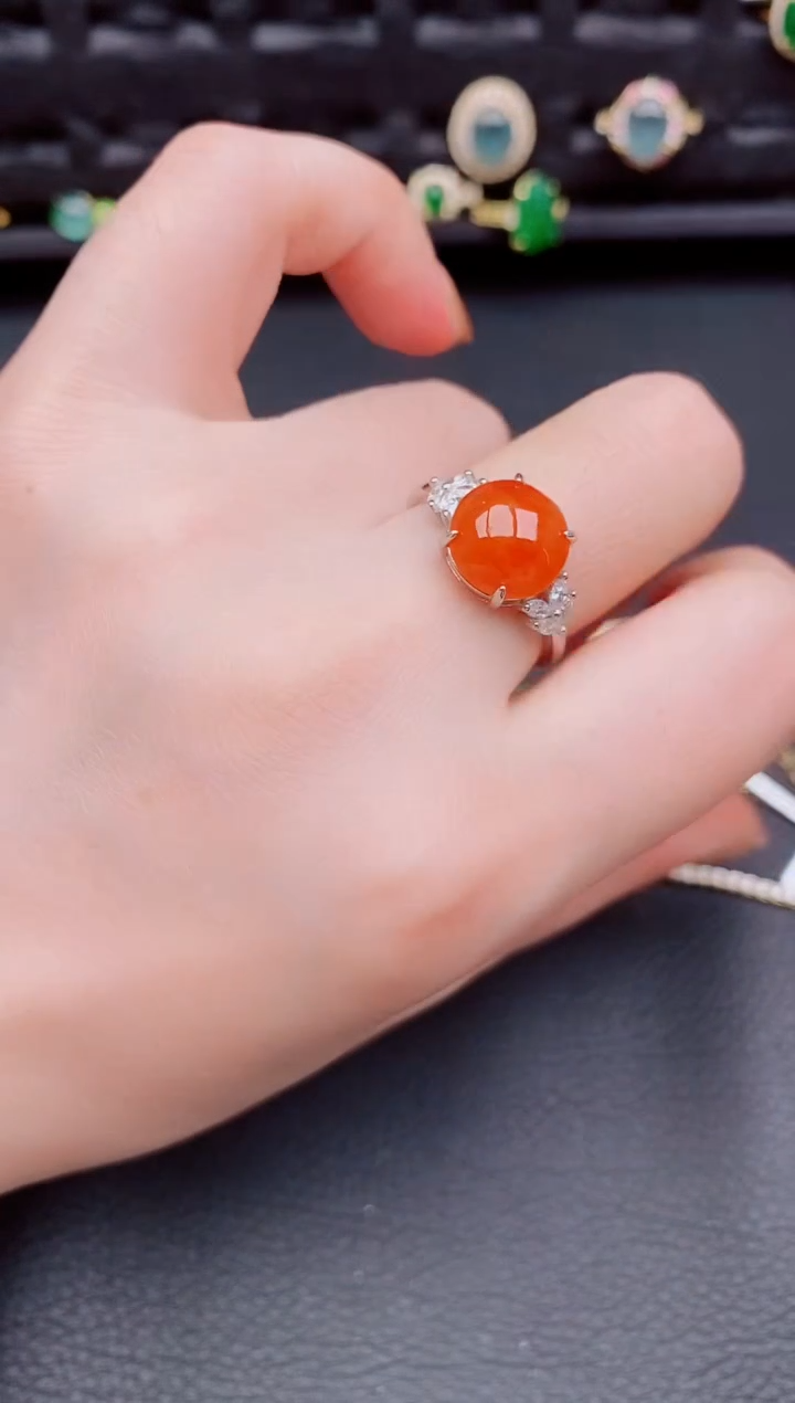 【闪购商品】翡翠戒指银S925镶嵌天然a货翡翠445