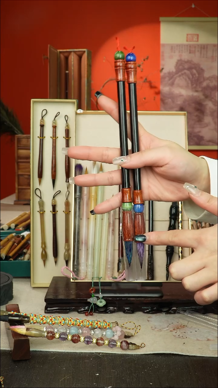 182号闪孤品高货毛笔链接 清水试笔 蘸墨不退