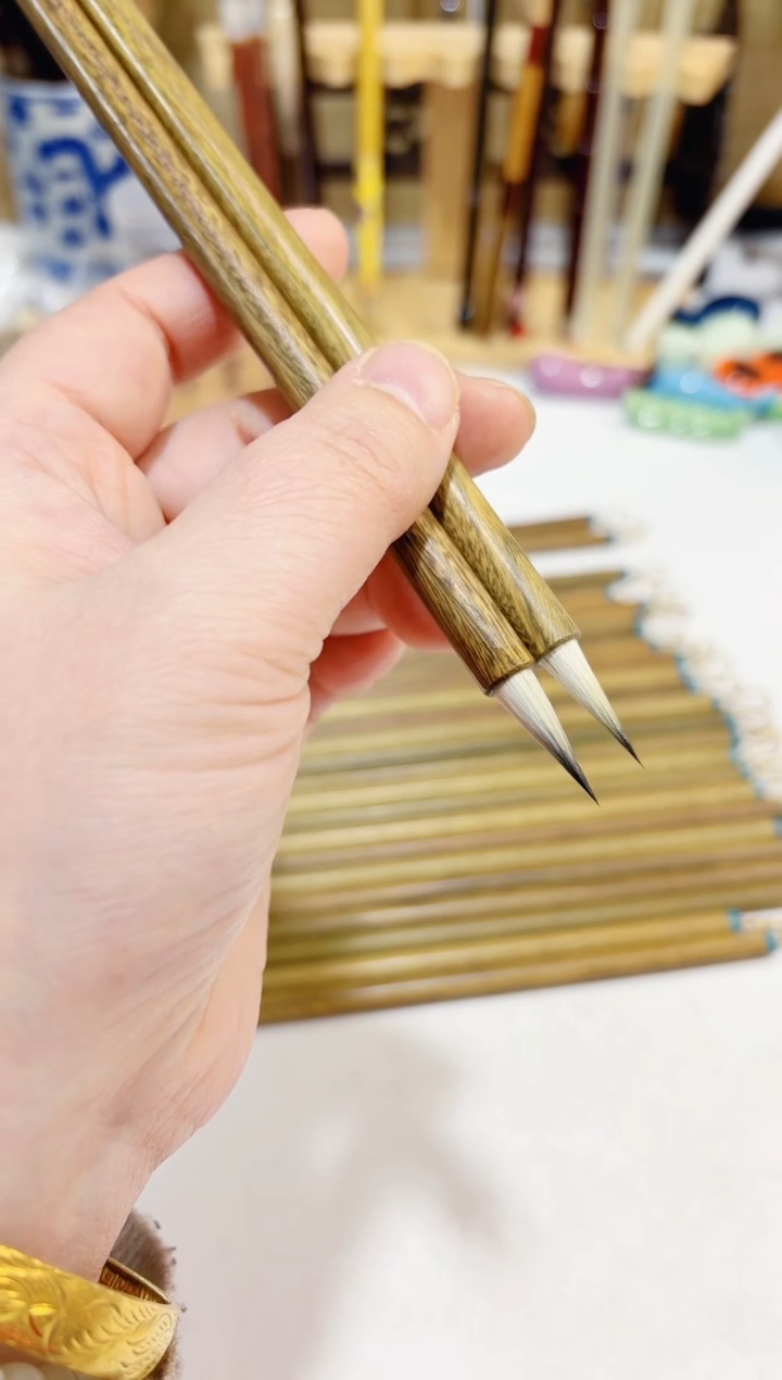 星雅 绿檀杆紫羊兼毫小楷毛笔2支 软糯丝滑 作品款 试墨不售后