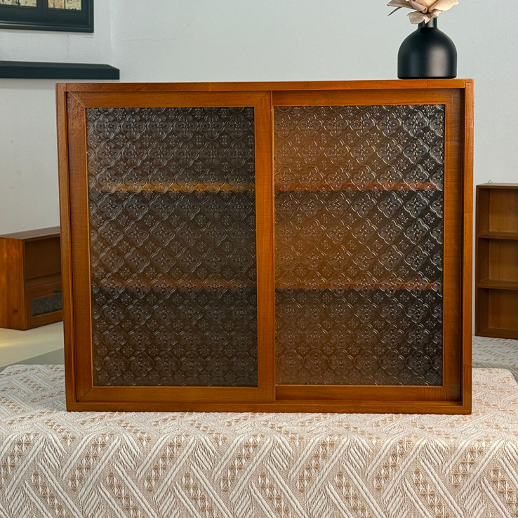 桌面实木收纳柜复古餐边储物柜厨房客厅茶具咖啡杯子展示置物柜