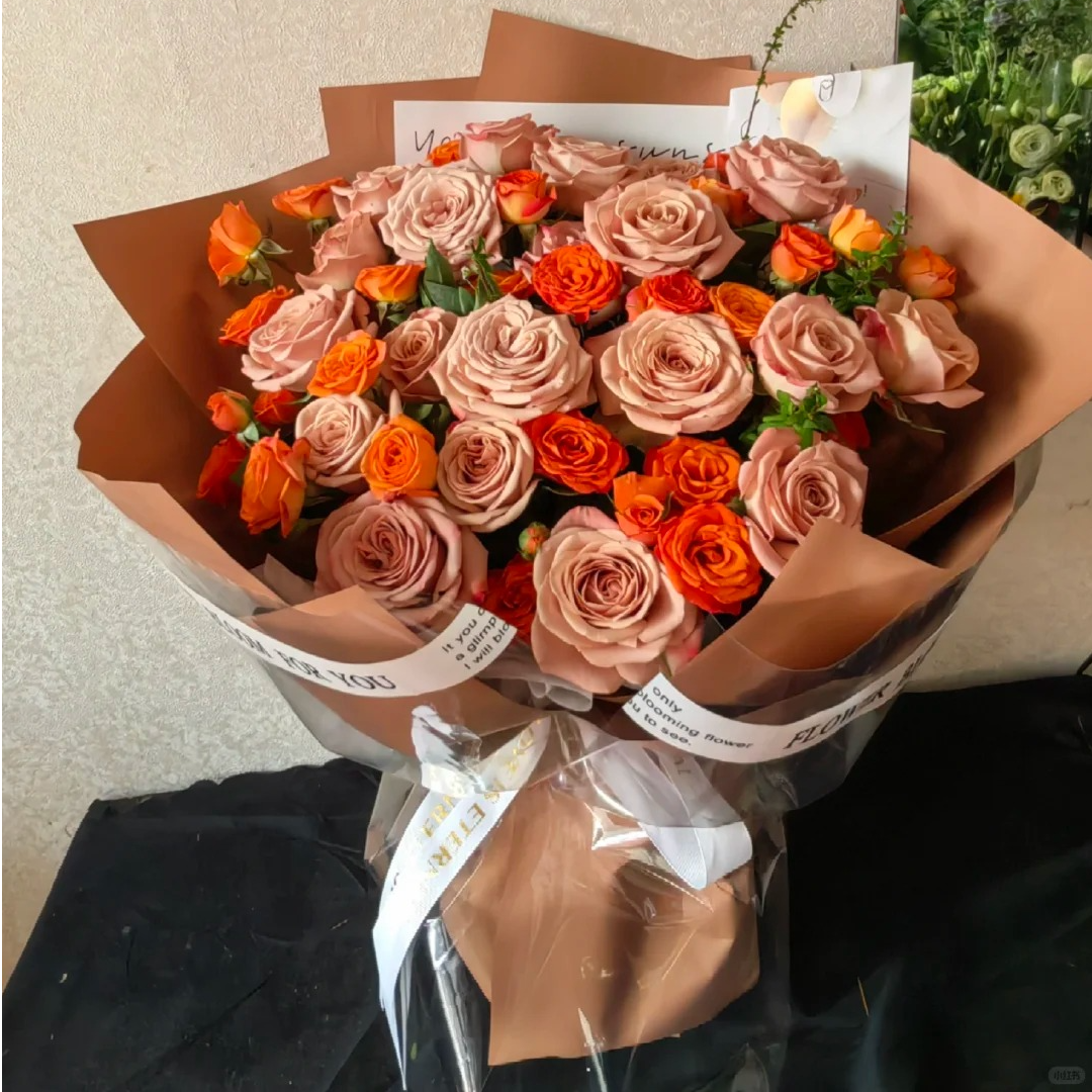 【橙色芭比+卡布】鲜花玫瑰  一单包邮 云南鲜花基地直发