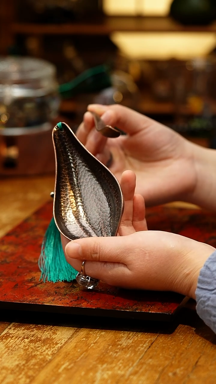 【闪购商品】莲君茶则套装/锤点古铜色/锌合金