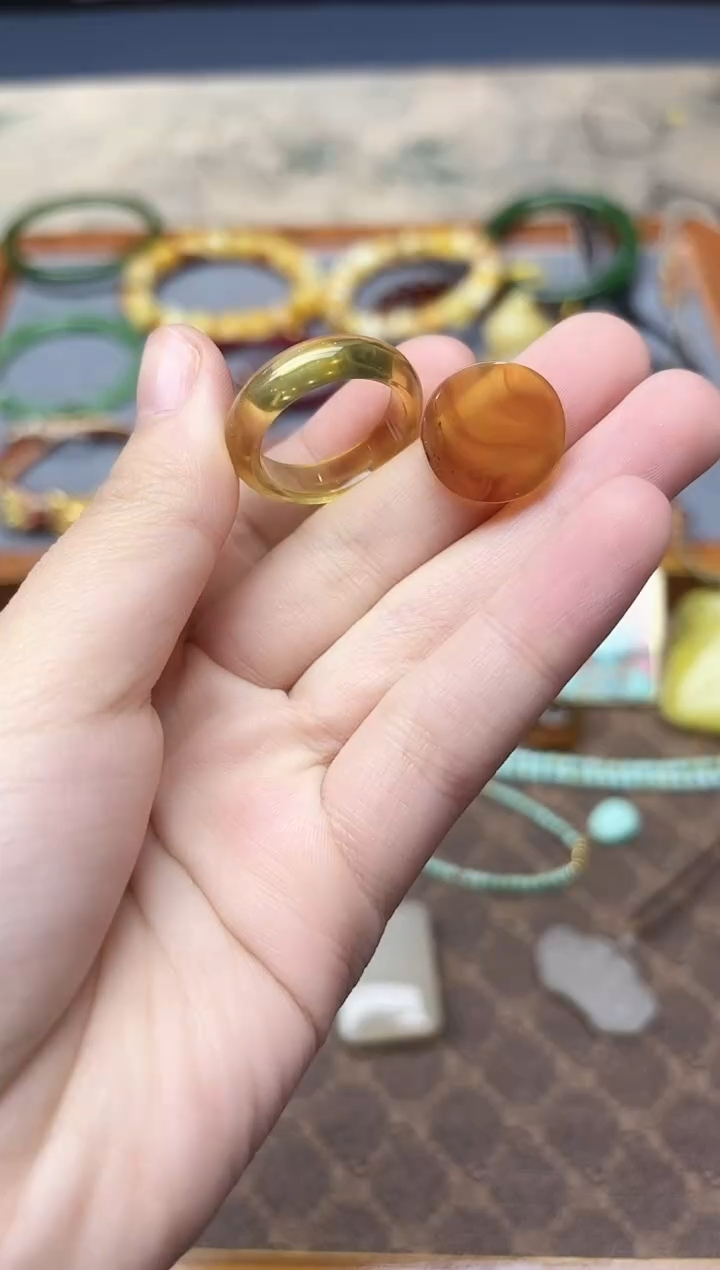 未镶嵌蜜蜡戒指蜜蜡戒圈18#YN