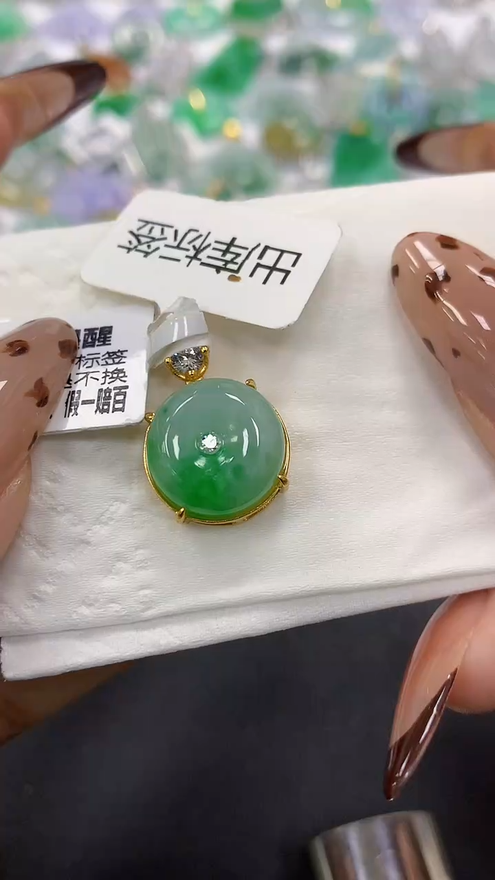 颈饰银S925镶嵌翡翠a货假一赔三支持复检百元上9元证书费自理