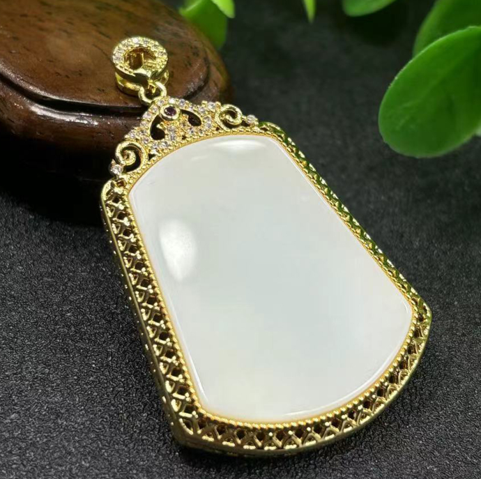 HT4533-和田玉手无事牌-配链-WR