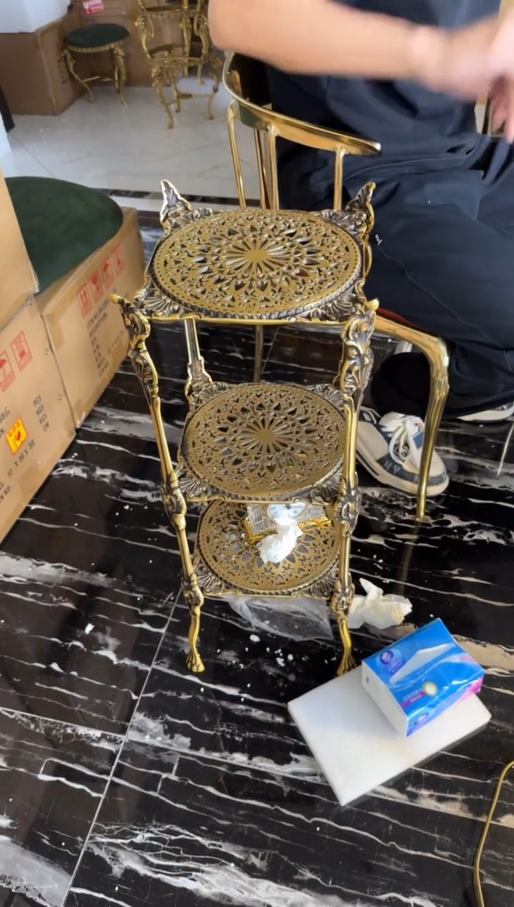 【闪购商品】黄铜黛姿家居新款三层置物架