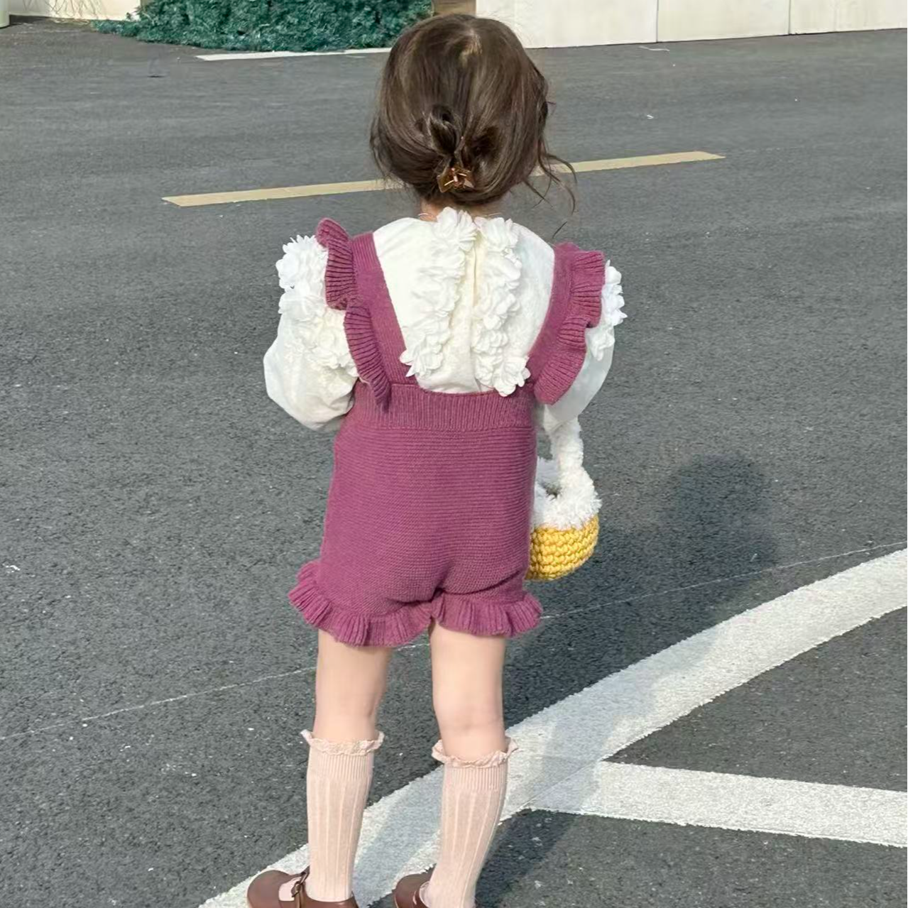 外贸童装常规款女甜美韩版单排扣秋季套装儿童夏季泡泡袖