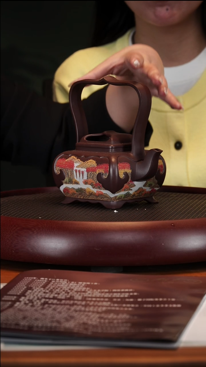 【闪购商品】紫砂茶壶1-35 WXM牛盖提梁老紫泥460cc