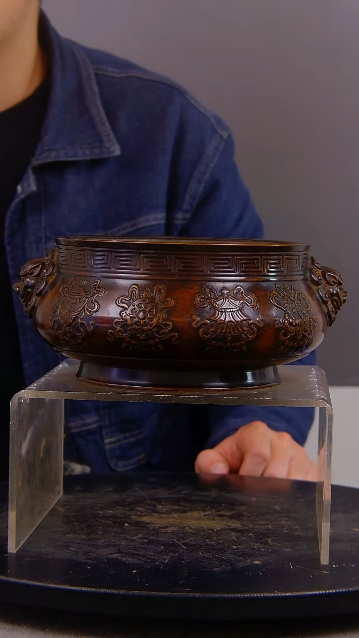 瓷片郭****号山水紫铜鎏金造像香炉结缘1111